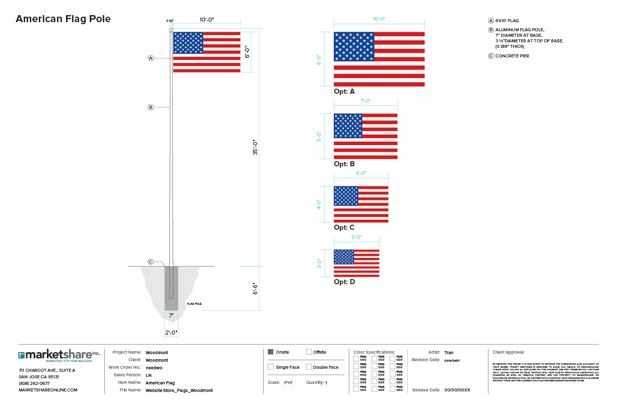 American flag pole specifications