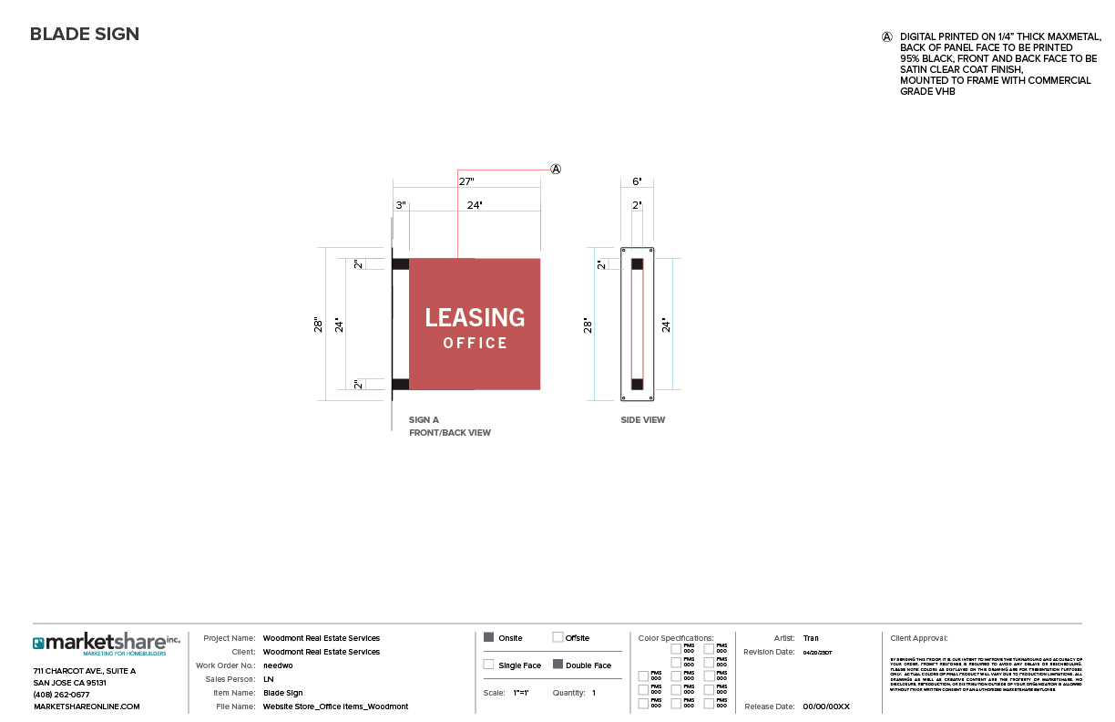 Blade sign specifications