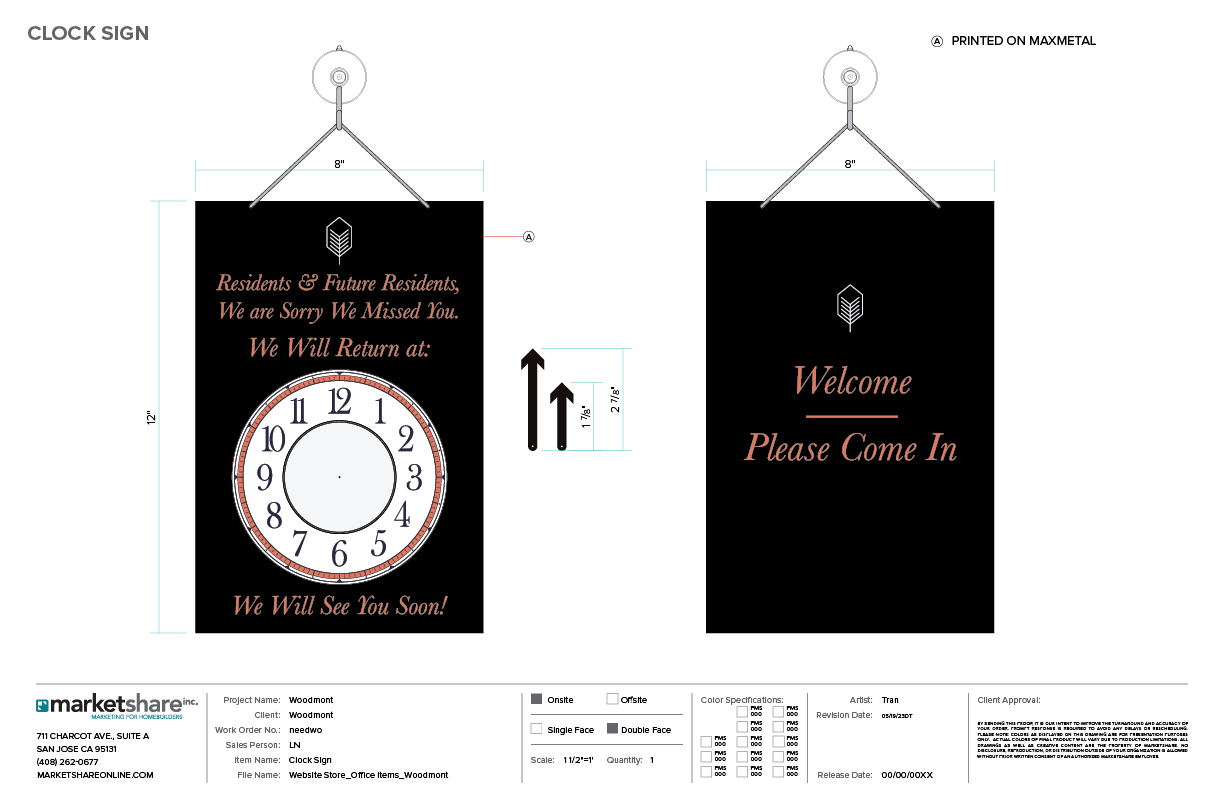 Door Clock Sign specifications