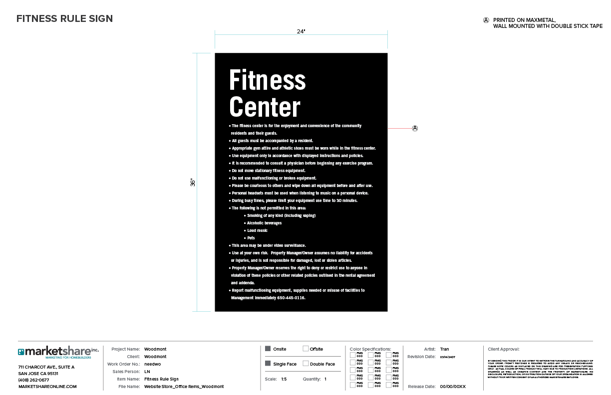 Fitness Rule Sign Specifications