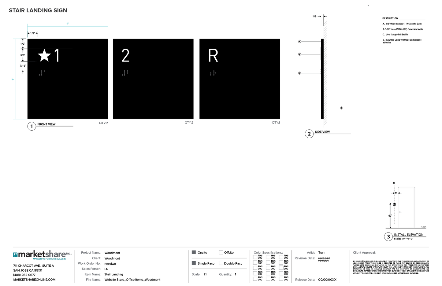 Stair Landing Sign Specifications