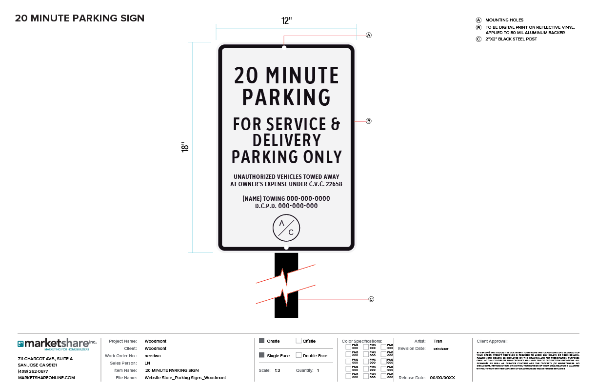 20 minute parking signs
