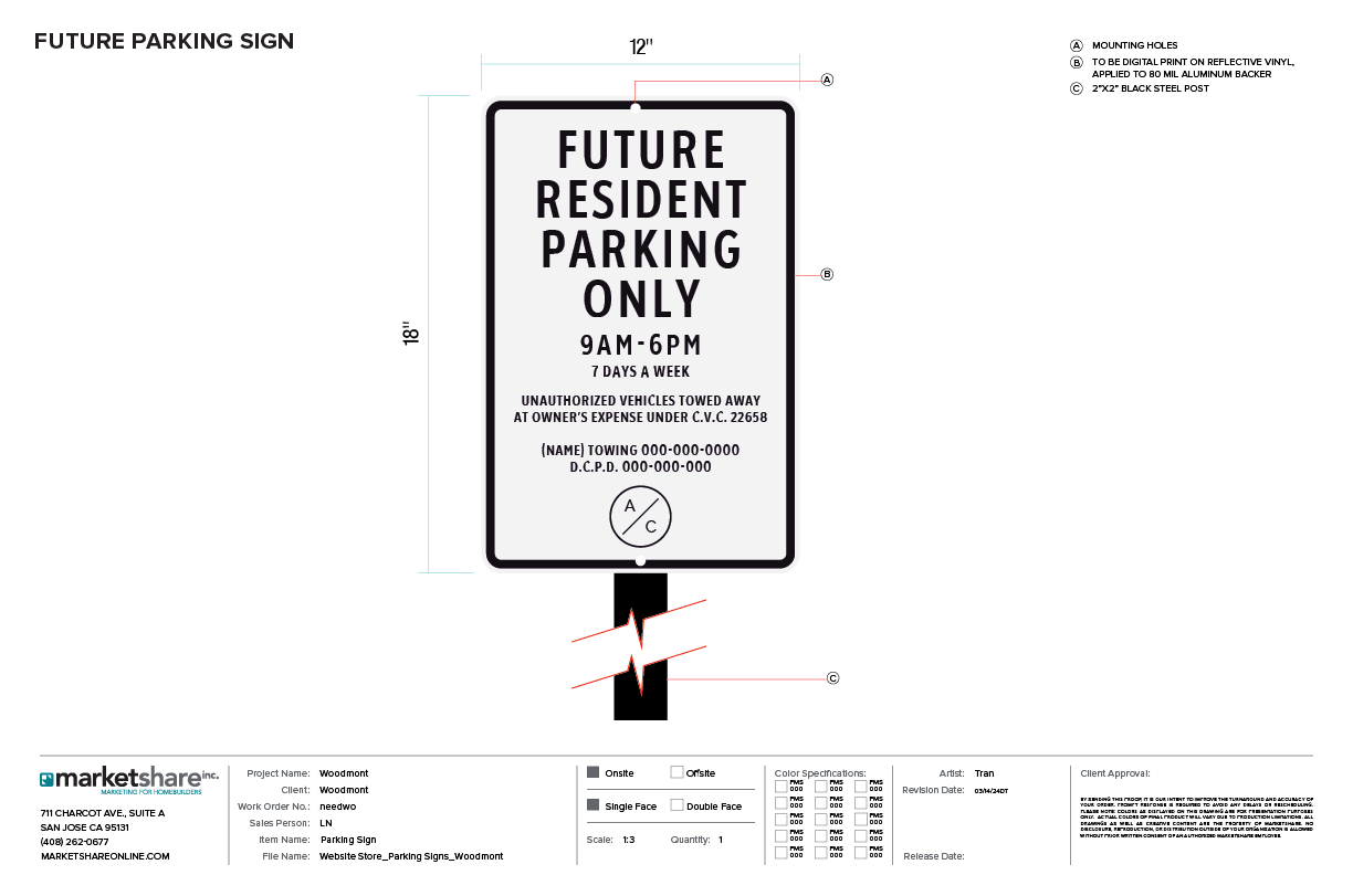 Future Resident Parking Sign Specifications