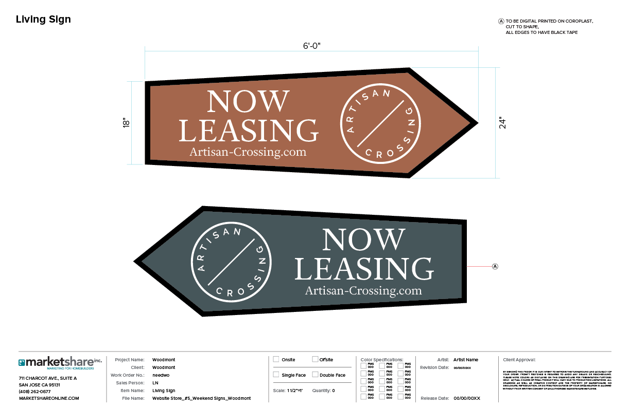 Living Sign Arrow Sign Specifications
