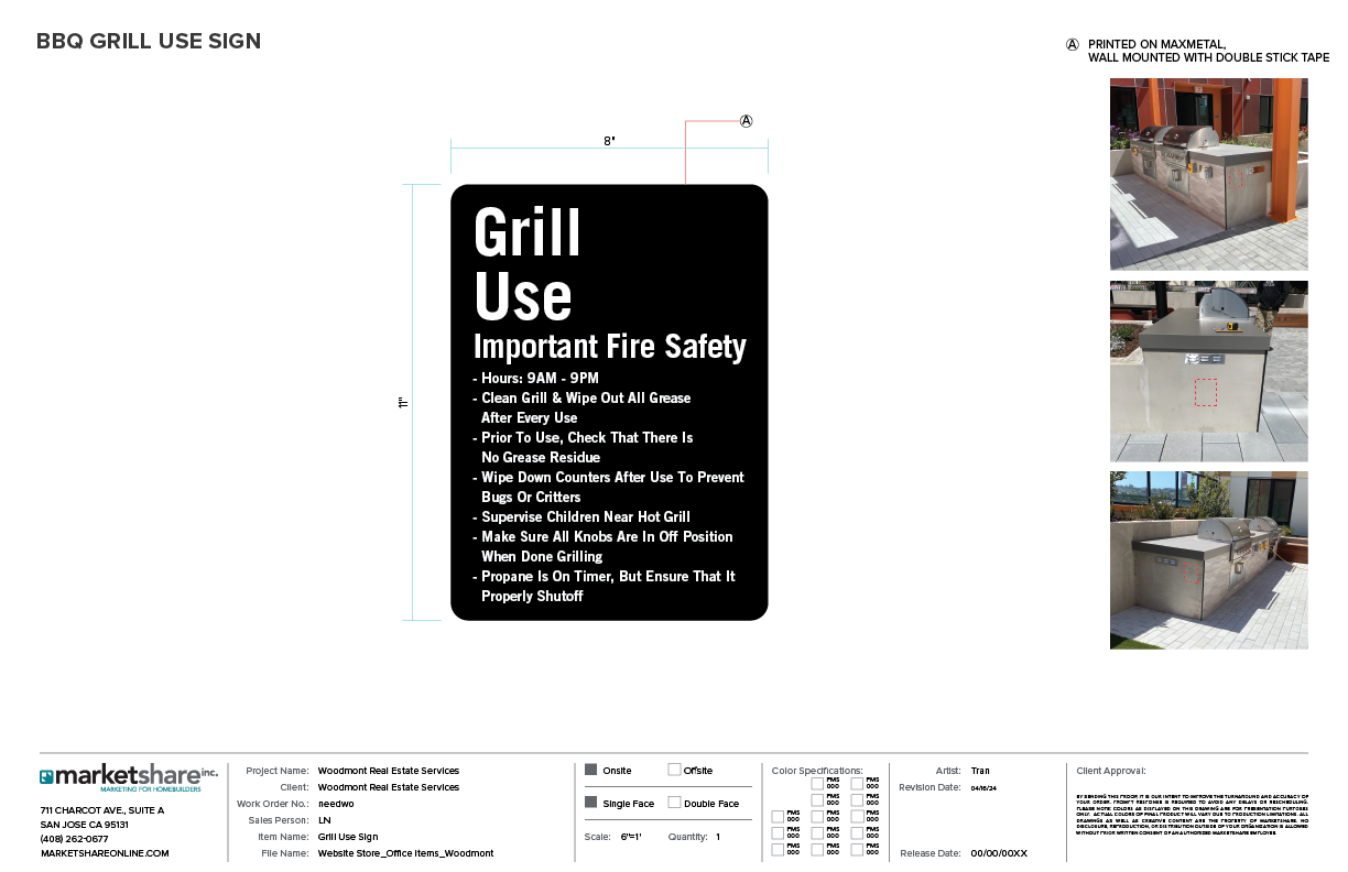 BBQ grill timer sign specifications