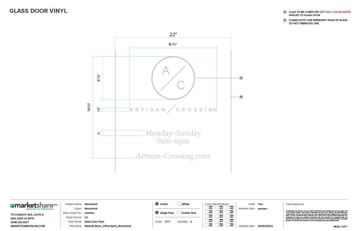 Glass Door Vinyl Specifications
