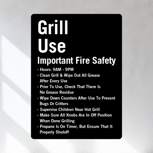 BBQ grill use sign