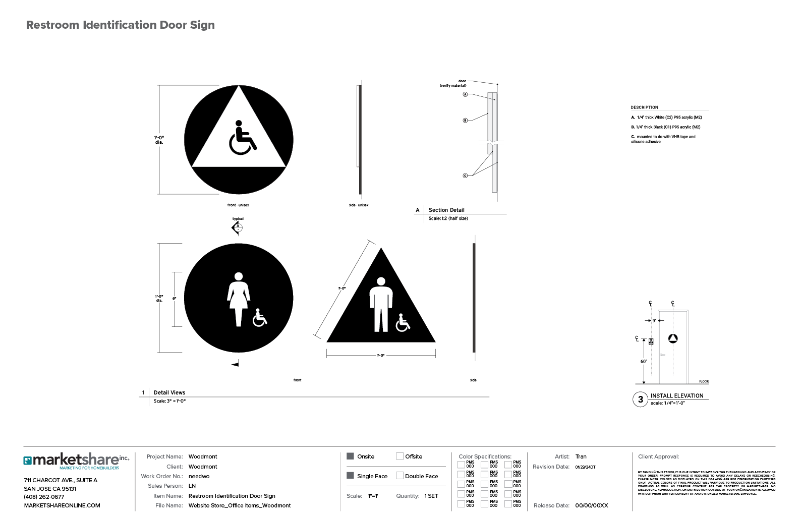 Restroom identification  Door Signs Specifications