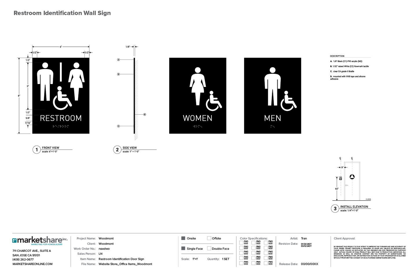 Restroom Door Signs Specifications