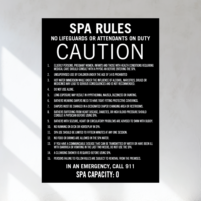 Spa Rules Sign
