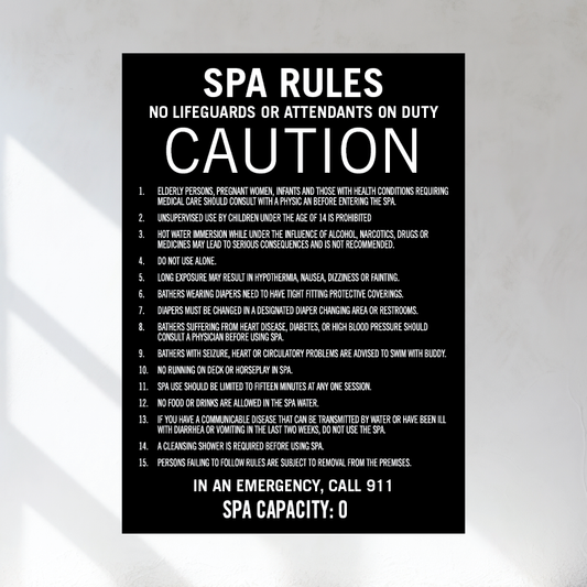 Spa Rules Sign